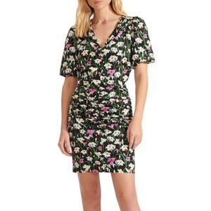 Veronica Beard Janis Ruched Skirt Floral Minidress - size 00